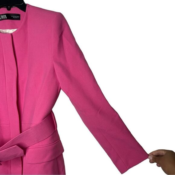 Zara Pink Blogger Favorite Barbiecore Belted Frock Coat Size Medium - Picture 9 of 16